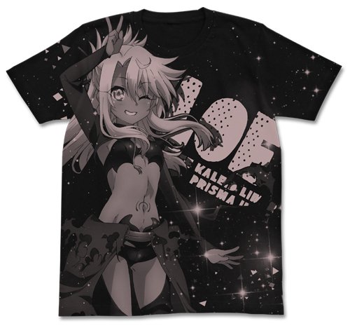 二次元コスパ Fate/kaleid liner プリズマ☆イリヤ ツヴァイ ヘルツ！ クロエ オールプリントTシャツ BLACK Lサイズ画像