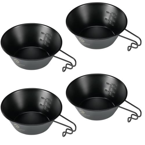キャンピングムーン(CAMPING MOON) シェラカップ 黒 黒シェラ キャンプ用 コップ ステンレス 310ml 4点セット BKS-220-4P