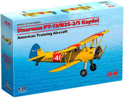 ICM 1/32 アメリカ海軍 ステアマン PT-13/N2S-2/5 ケイデット プラモデル 32043, レッド