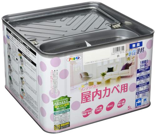 アサヒペン えの具 えの具 NEW水溶性室内装飾色合い屋内カベ 5L 白 水溶性 室内 壁用 艶消し 1回ペンキ塗り 無臭 防菌類 低VOC シックハウス打つ手品 日本製