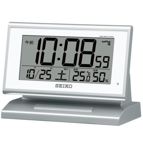 セイコークロック(Seiko Clock) 目覚まし時計 自動点灯 電波 デジタル カレンダー 温度 湿度 表示 夜でも見える 銀色 メタリック SQ768S SEIKO 4,840円