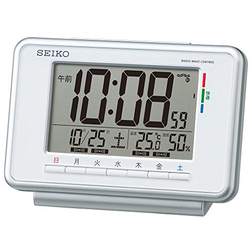 セイコークロック(Seiko Clock) セイコー クロック 目覚まし時計 電波 デジタル ウィークリー アラーム カレンダー 快適度 温度 湿度 表示 白 SQ775W SEIKO