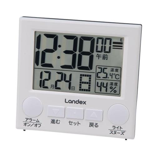 ランデックス(Landex) 目覚まし時計 電波 ライト付き ラクミエル 温度 湿度 日付 曜日表示 デジタル 白 YT5308
