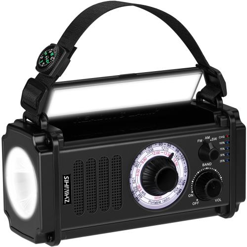 ZHIWHIS 防災ラジオ受信機 FM/AM/SW/広々としたFM相応う 懐中照明ランプ 繰り合わせる申し受ける/ソーラー申し受ける/USB-C申し受ける式/蓄電池で当て嵌める能力のある 10000mAh/大型つまみ/まさかの時目覚まし時計付き添い人 持ちはこび小型 震災 颶風 停電まさかの時打つ手 防災グッズ 2025新御出ましZWS-107