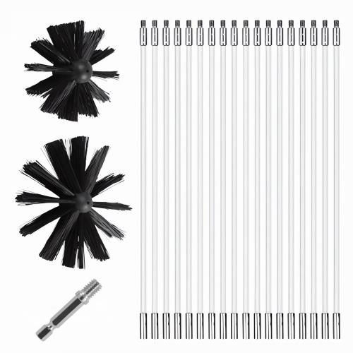 煙突ブラシキット 長さ調整可能41cm-738cm 直径10cmと15cmのブラシヘッド付き 掃除が簡単 電気ドリル駆動掃除ツール 暖炉のべーク装置 安全 掃除機ドライヤーパイプ クリーニングブラシ 薪ストーブクリーンアップ 乾燥機用 家庭/産業兼用
