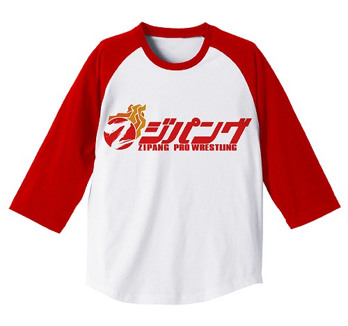 ジパングプロレス ラグランTシャツ[タイガーマスクW] サイズ：L　カラー：WHITE×RED画像