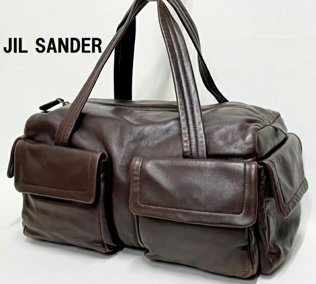 位置づけるA 【JIL SANDER】BOSTON BAG /SEMITRACOLLAジルサンダー ボストンバッグ 赤銅色 [VINO] SDGｓ(中古)