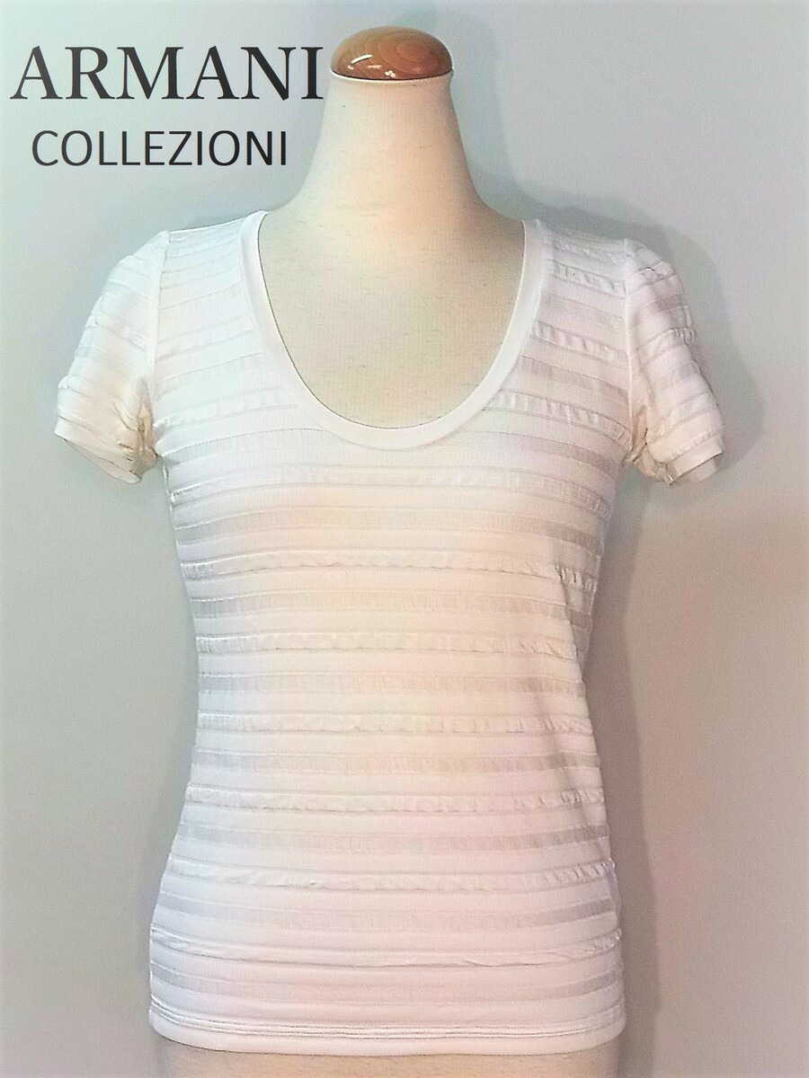 アルマーニ コレツィオー二 【ARMANI COLLEZIONI 】 半袖ニット３8　イタリア製 NEW 新品未使用品 (中古)