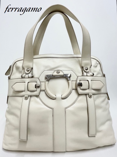 ランクA(中古) サルヴァトーレ フェラガモ【Sarvatore Ferragamo】ハンドバッグ ガンチーニ アイボリー|ブランドリサイクルknicknac