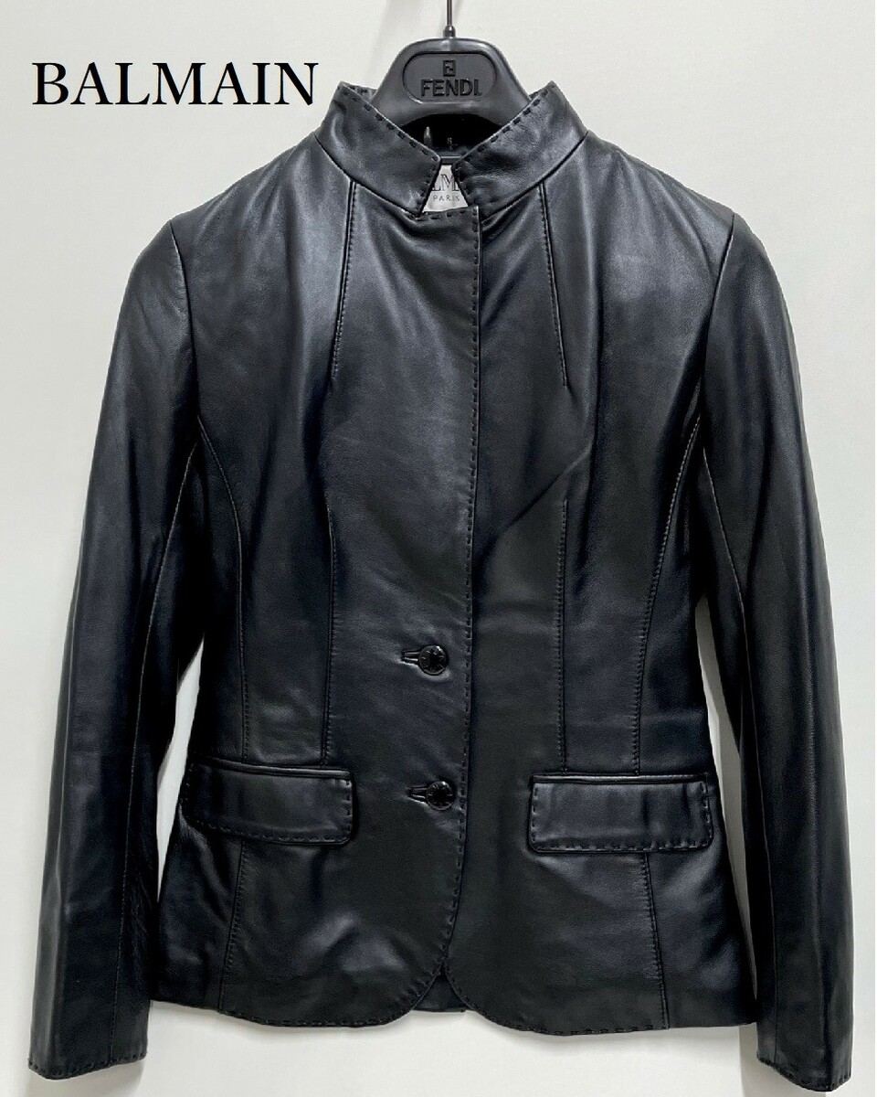 946 希少柄 BALMAIN レザージャケット 13号 XL 羊革 パイソン柄 946 希少柄 BALMAIN レザージャケット 13号 XL 羊革 パイソン柄