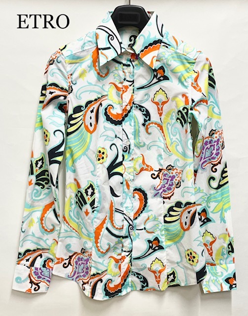 ランクA　エトロ【ＥＴＲＯ】ペイズリー柄 コットンシャツ　総柄　サイズ３８　　イタリア製　MADE IN ITALY (中古)｜ブランドリサイクルknicknac