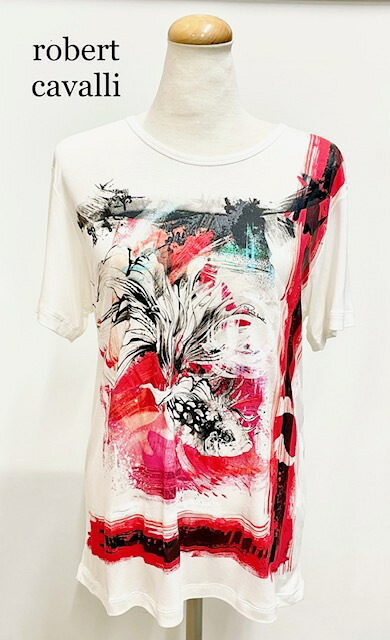 NEW　ロベルト カヴァリ【roberto cavalli】　Ｔシャツ　イタリア製 プリント 金魚柄 　タグ付き新品　 サイズ38 　（中古）｜ブランドリサイクルknicknac