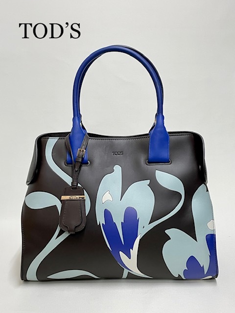 トッズ【TOD'S】木蓮/magnolia柄 ハンドバッグ　希少　MADE IN ITALYランクA　(中古)｜ブランドリサイクルknicknac