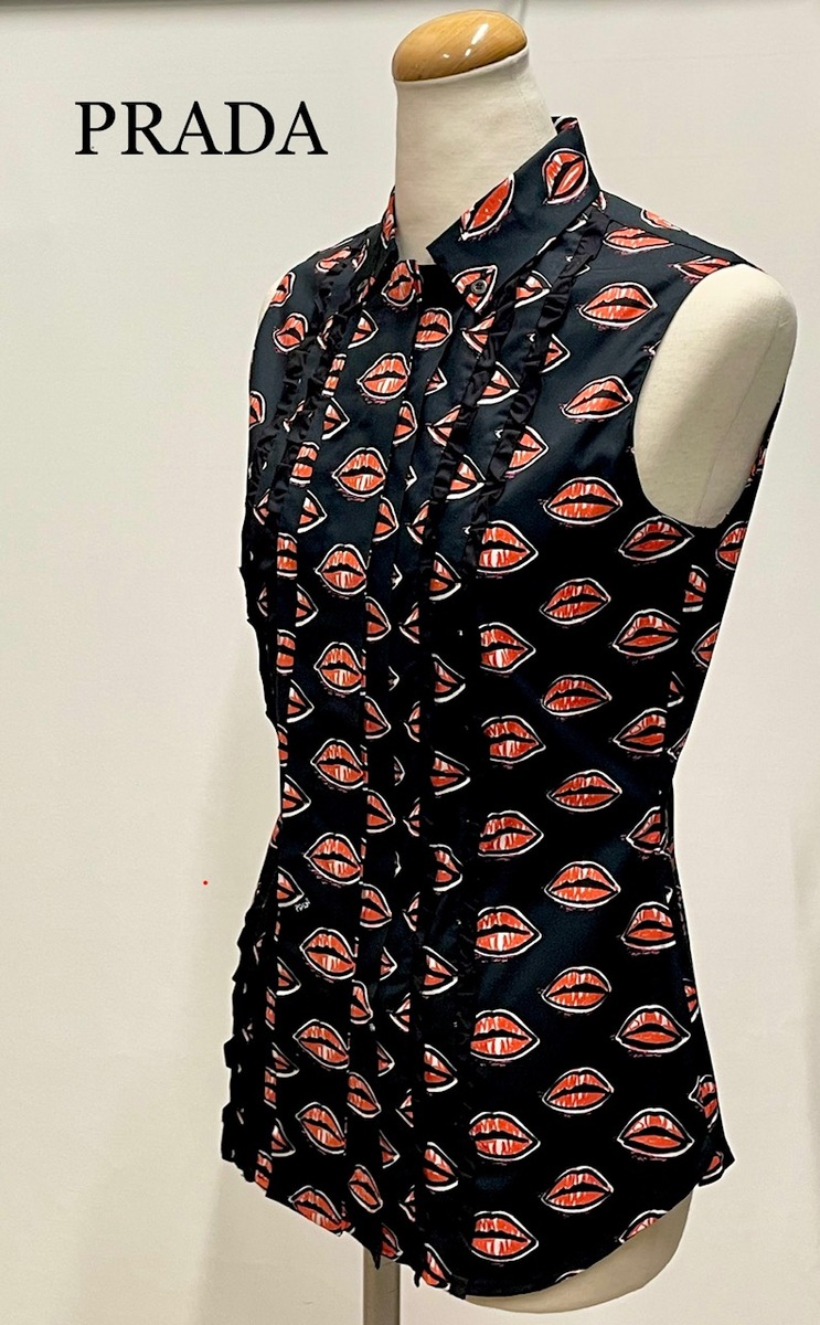 楽天市場】プラダ【PRADA】リップ柄 セットアップ BLACK 36