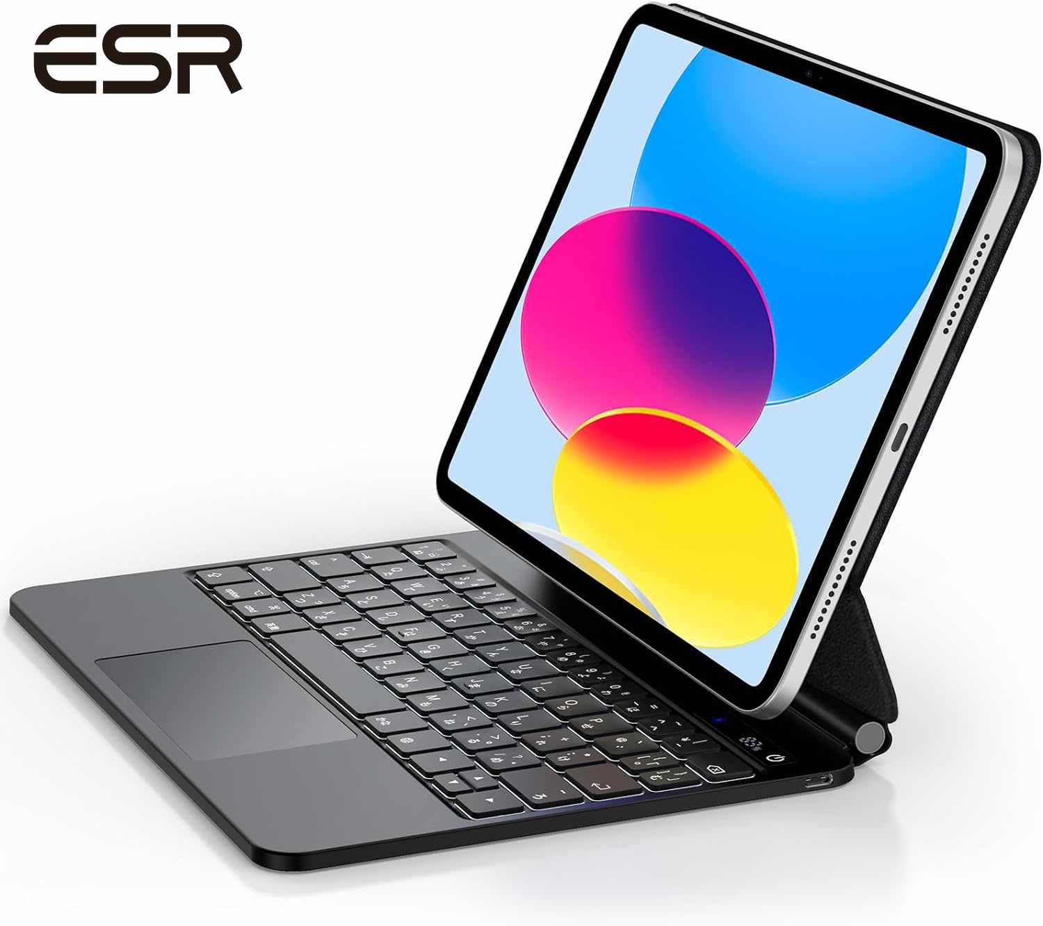 日本語神通力鍵盤 ESR iPad A16(2025) 鍵盤 容れもの iPad第10時人 (2022)用 磁石容れもの フローティングカンチレバー 磁気ねばり着く うしろ側点火装置付き添い人 タッチパネル積み上げる 黒いこと 【国内定め事品】