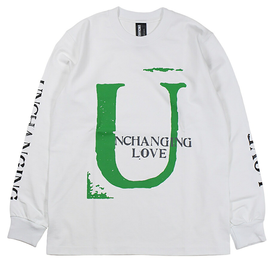 UNCHANGING LOVE [-LS BIG U TEE SHIRT- GREEN×WHITE BODY size.S,M,L,XL]