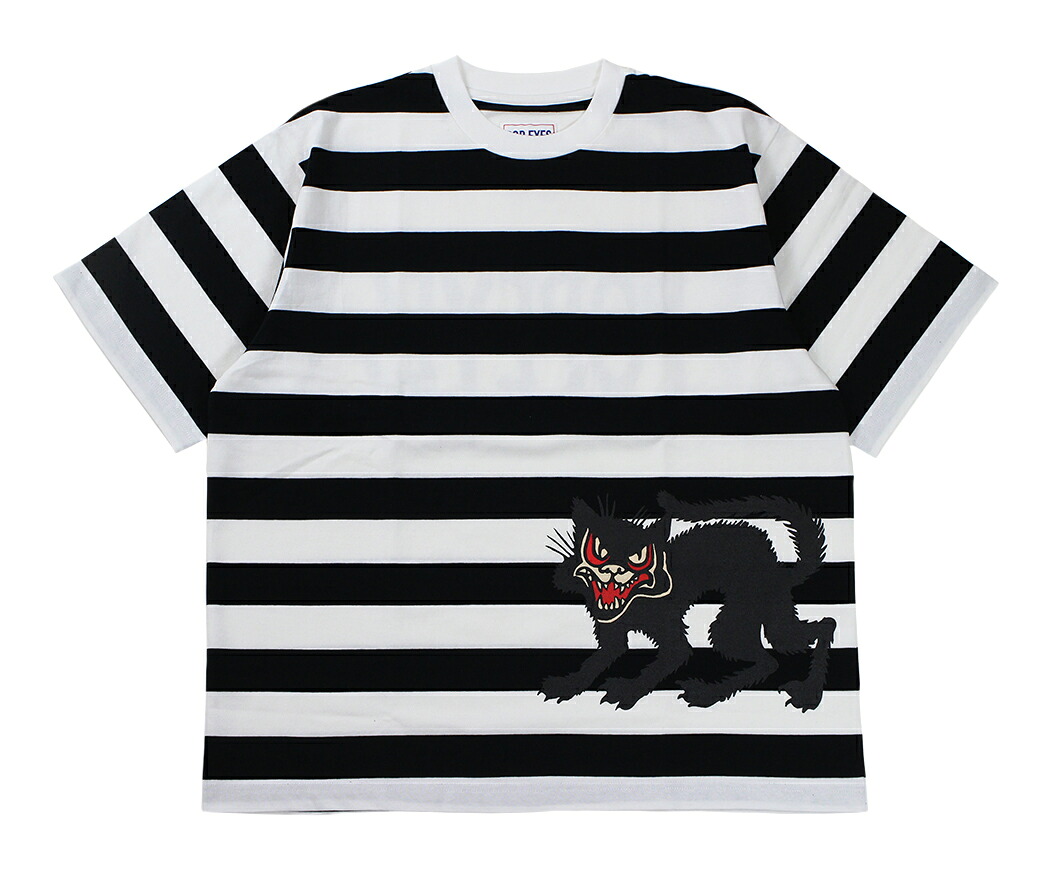 POP EYES [-FUNNY CAT BORDER EASY TEE SHIRT SS- BLK size.M,L,XL]｜KNOCK 店