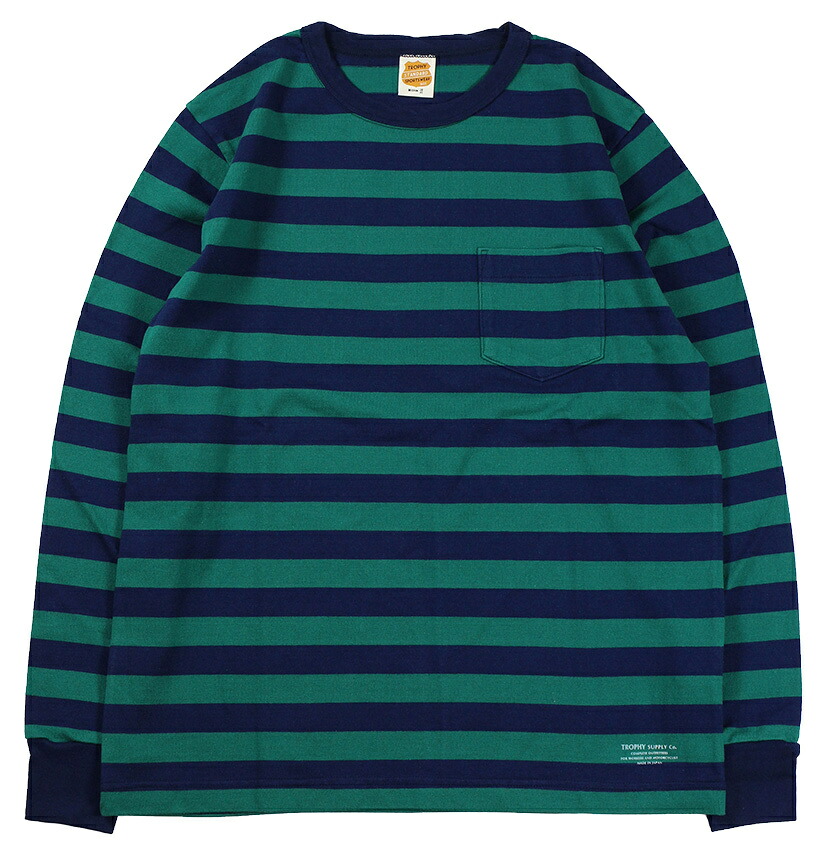 TROPHY CLOTHING [-Mid Border L/S Tee- Green size.36,38,40,42]｜KNOCK 店