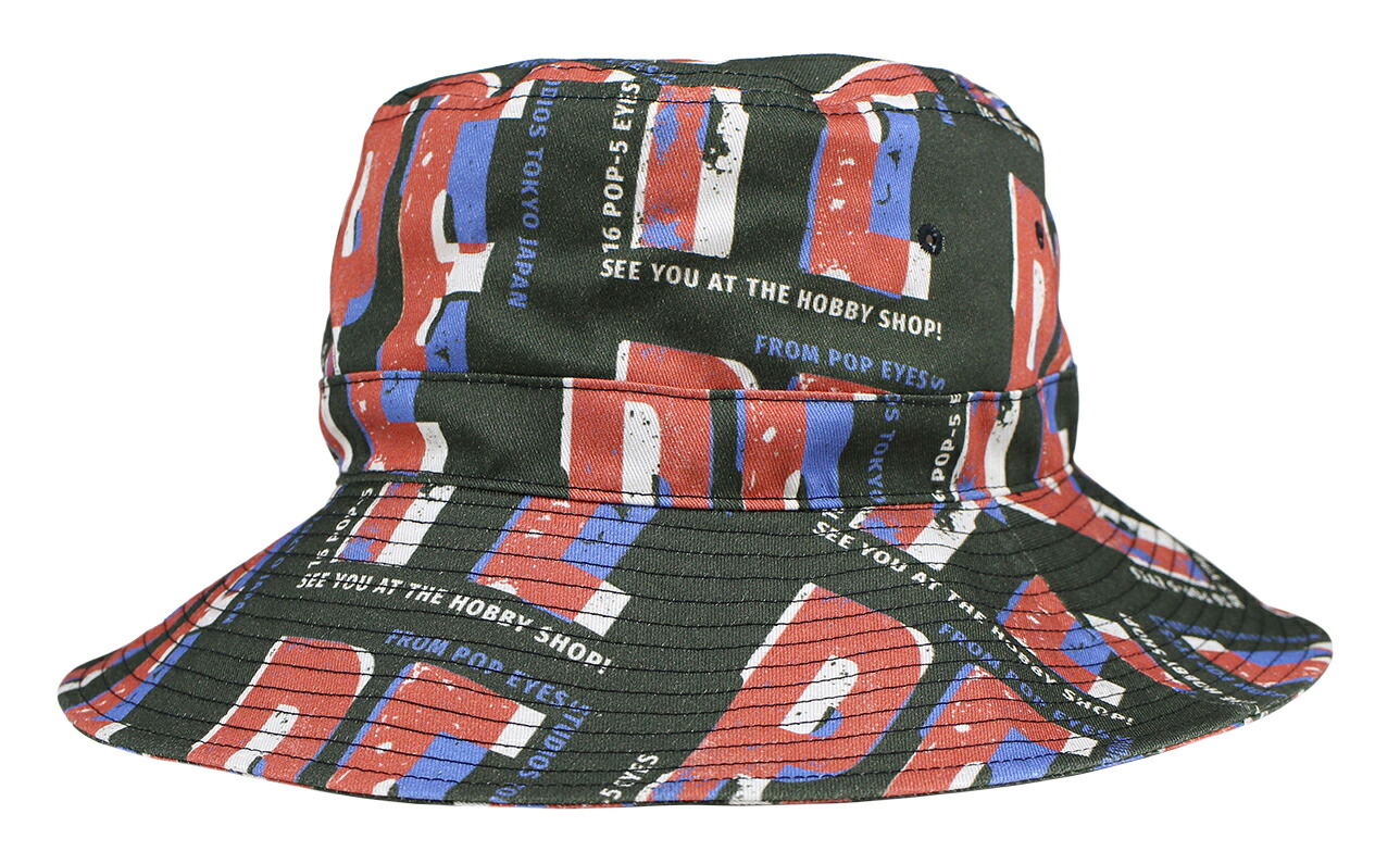 POP EYES [-PE Hobby Art BUCKET HAT- BLACK size.M,L]｜KNOCK 店