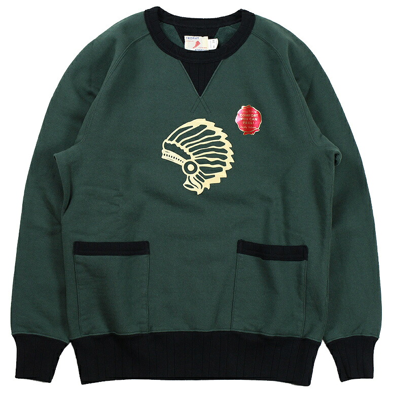 TROPHY CLOTHING [-CHIEF 2 TONE FREEDOM SWEAT SHIRT- Green&times;Charcoal size.36,38,40,42]｜KNOCK 店