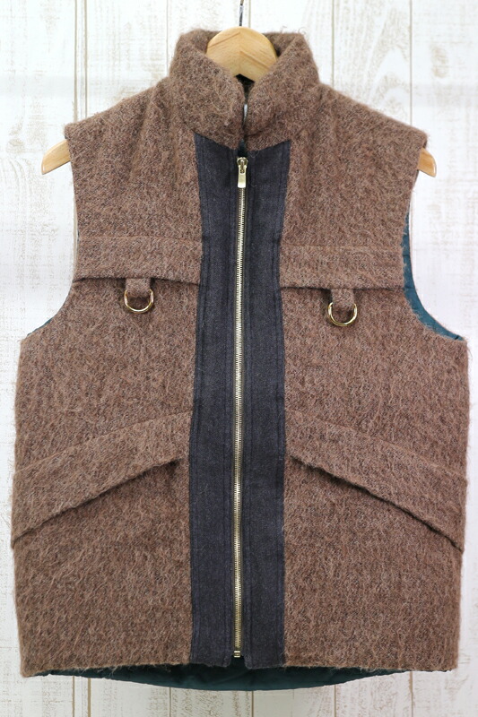カラー kolor 23AW ニットベストブラウン 23WCL-N02303 楽天市場】【中古】kolor23AW ドッキングニットベスト 23WCL-N02303