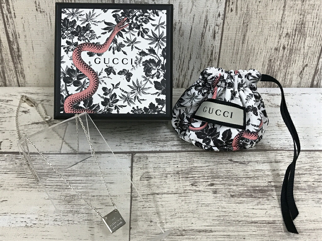 【中古】GUCCI グッチ スモール 真四角 一皿 首飾り 付属品 ※2026年1月入荷※ ジュエリー・アクセサリー-ネックレス・ペンダント