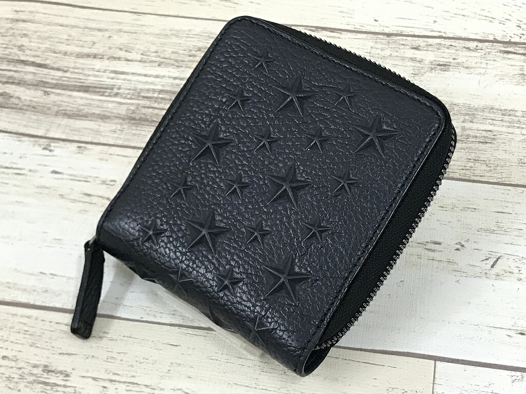 【中古】JIMMY CHOO ジミー チュウ 二つ折り 財布 ジッパー ウォレット 型押し 加工 ※2026年2月入荷※