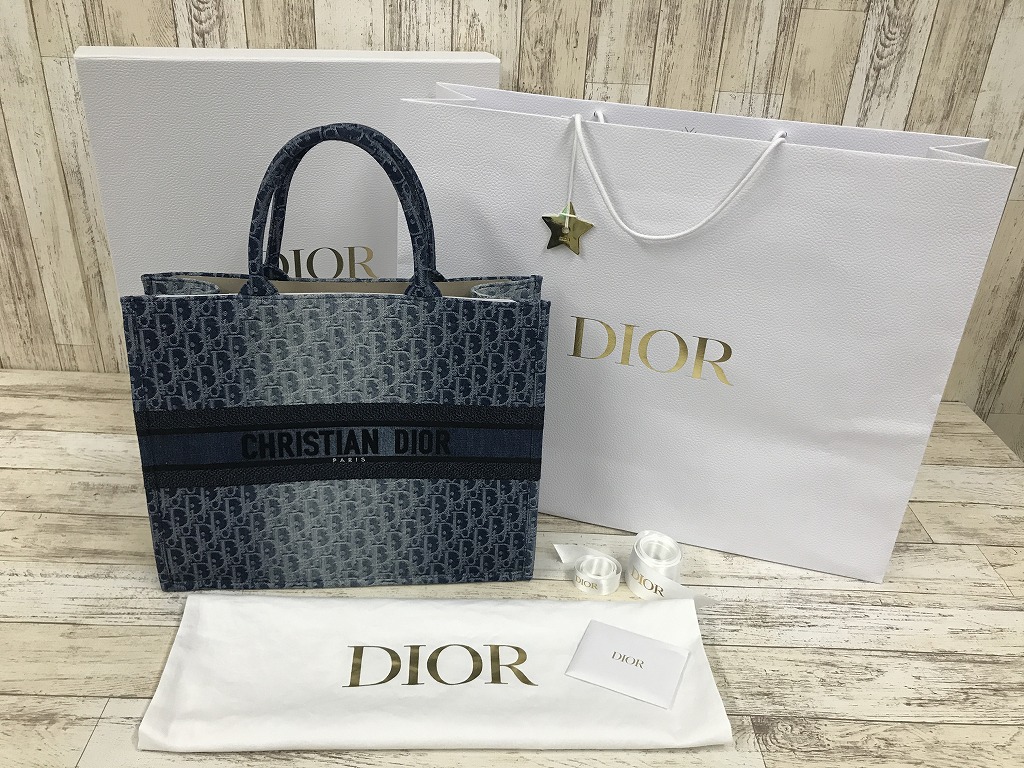 【中古】CHRISTIAN DIOR クリスチャンディオール Denim Book Tote オブリーク デニム ブック トート 鞄 ※2024年12月入荷※