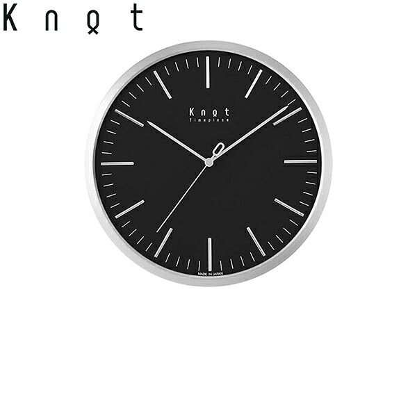 Knot カスタマイズ掛け時計 3Dバーインデックス ブラック×シルバー 27cm ノットクロック CLOCK 3D BAR スイープセコンド 静かな秒針 日本製 壁掛け時計 音がしない