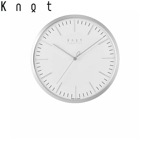 Knot カスタマイズ掛け時計 3Dバーインデックス ホワイト×シルバー 27cm ノットクロック CLOCK 3D BAR スイープセコンド 静かな秒針 日本製 壁掛け時計 音がしない