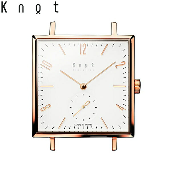 Knot 航空マイル 時辰儀 古典派音楽 スクエアスモールセコンド さくら色ゴールド ＆ 白いこと 時辰儀本体のみ三尺帯別売り サファイア硝子 日本製 ウオッチ