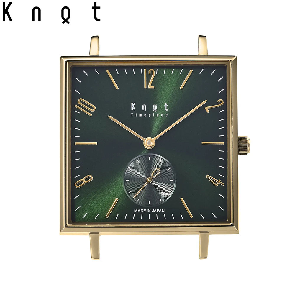 Knot 航空マイル 時辰儀 古典派音楽 スクエアスモールセコンド 黄色ゴールド ＆ 緑であること 時辰儀本体のみ三尺帯別売り サファイア硝子 日本製 ウオッチ 【2024年12月新色】