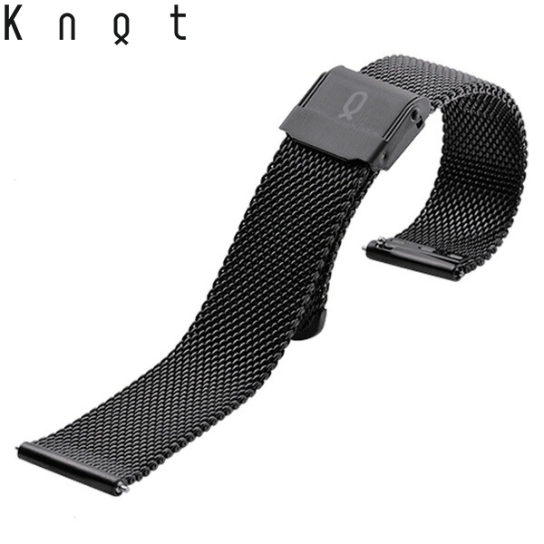 Knot（ノット）ミラネーゼ メッシュベルト 時計ベルト 18mmブラックベルトのみ購入はメール便のため代引き・着日指定・包装は不可スペアベルト/ご自分でサイズ調整可能なスライド式バックル/ステンレスメッシュ/日本製/