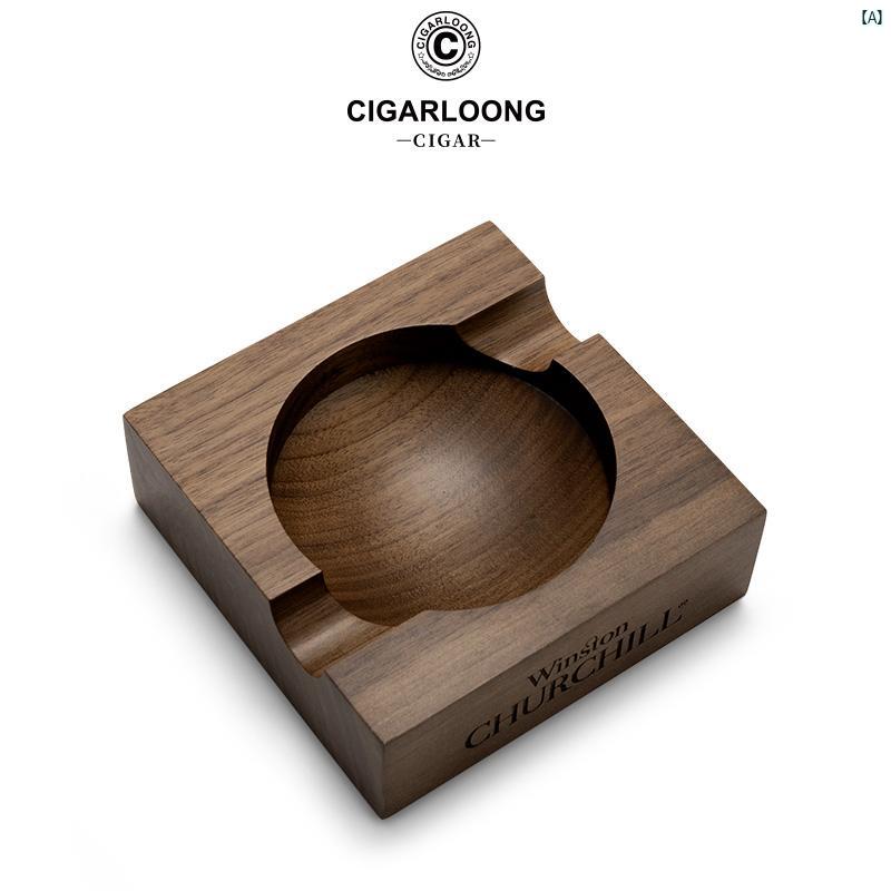 タバコグッズ　タバコ用品　かっこいい　大人 CIGARLOONG シガー 灰皿 無垢材 ダブル メンズ大 口径 ホーム