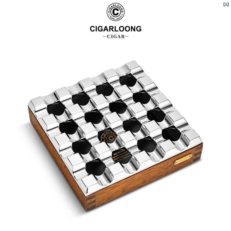 タバコグッズ　タバコ用品　かっこいい　大人 CIGARLOONG シガー 灰皿大 直径 フルート 無垢材 金属 灰皿 CL