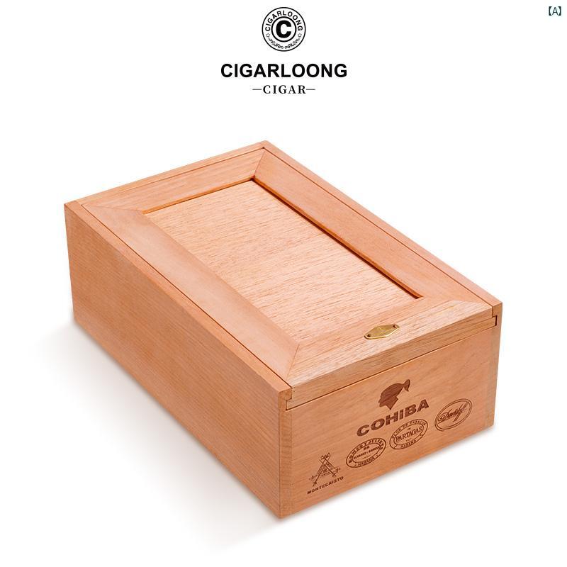 タバコグッズ　タバコ用品　かっこいい　大人 CIGARLOONG シガーボックス無 塗装 ヒュミドール ま ろか 杉木 50 アルコール ボックス タバコ