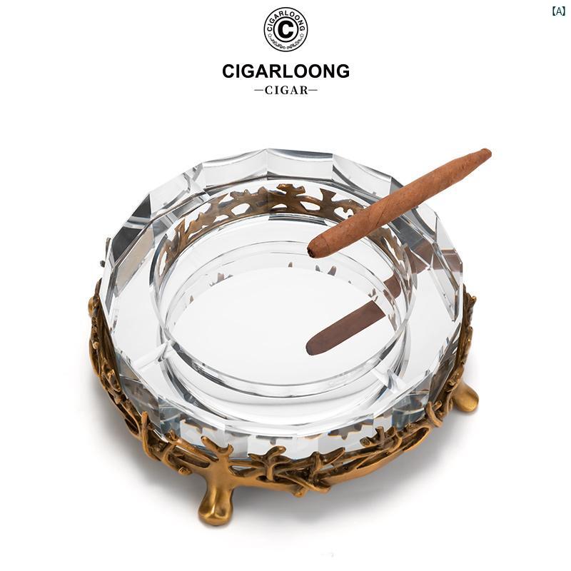 タバコグッズ　タバコ用品　かっこいい　大人 CIGARLOONG シガー 灰皿 スプリット 銅 ベース クリスタル ガラスお 手入れ 簡単 CLGEP 2