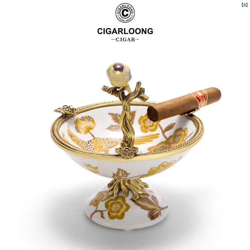 タバコグッズ　タバコ用品　かっこいい　大人 CIGARLOONG シガー 灰皿 ブロンズ ベース セラミック マルチ キャリバー オーナメント タバコ 受け皿 CLGEP 8