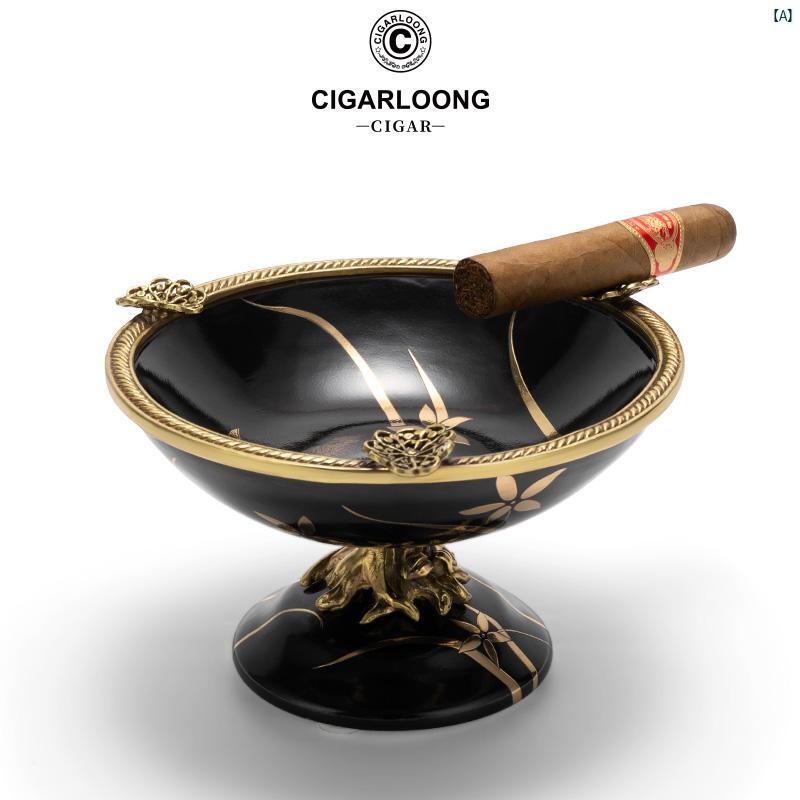 タバコグッズ　タバコ用品　かっこいい　大人 CIGARLOONG シガー 灰皿 ブロンズ ベース セラミック マルチ キャリバー オーナメント タバコ 受け皿 CLGEP 7