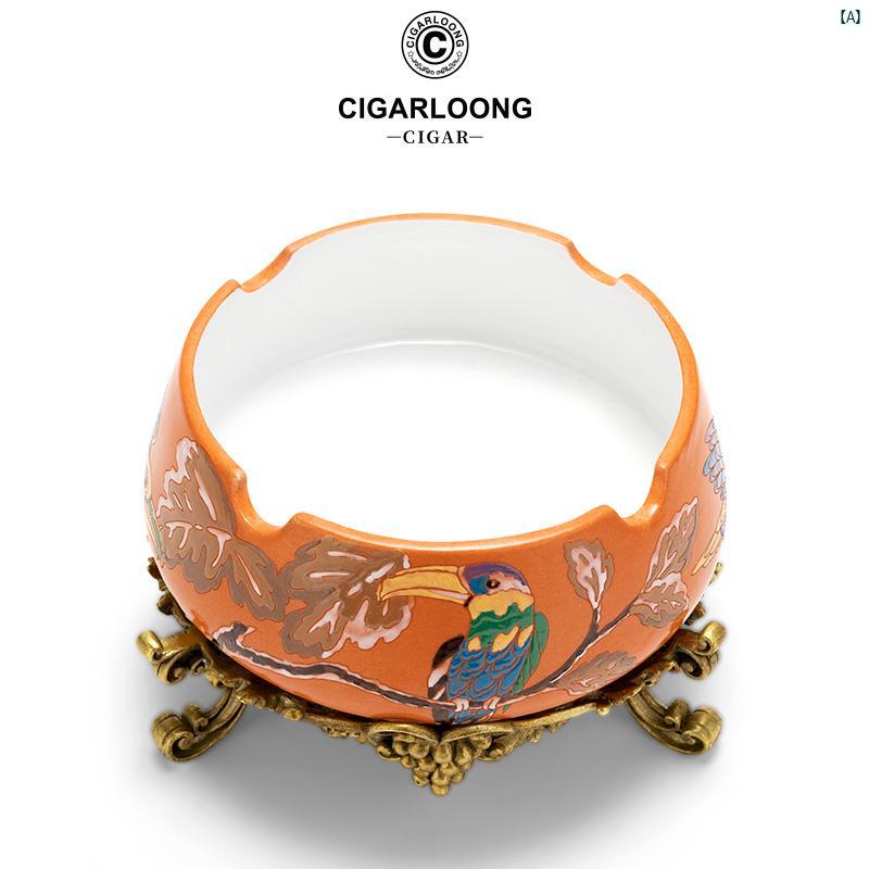 タバコグッズ　タバコ用品　かっこいい　大人 CIGARLOONG シガー 灰皿 ブロンズ ベース セラミック マルチ キャリバー オーナメント タバコ 受け皿 CLGEP 10