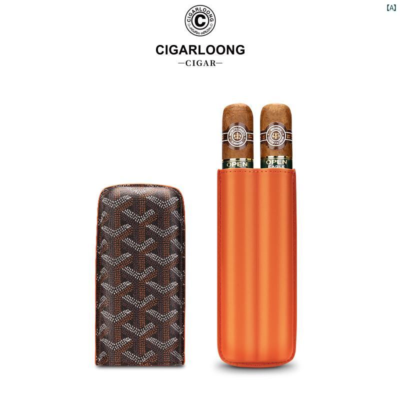 タバコグッズ　タバコ用品　かっこいい　大人 CIGARLOONG ポータブル シガーセット 牛革 シガー ヒュミドール セット ギフト ボックス CLHCX 1