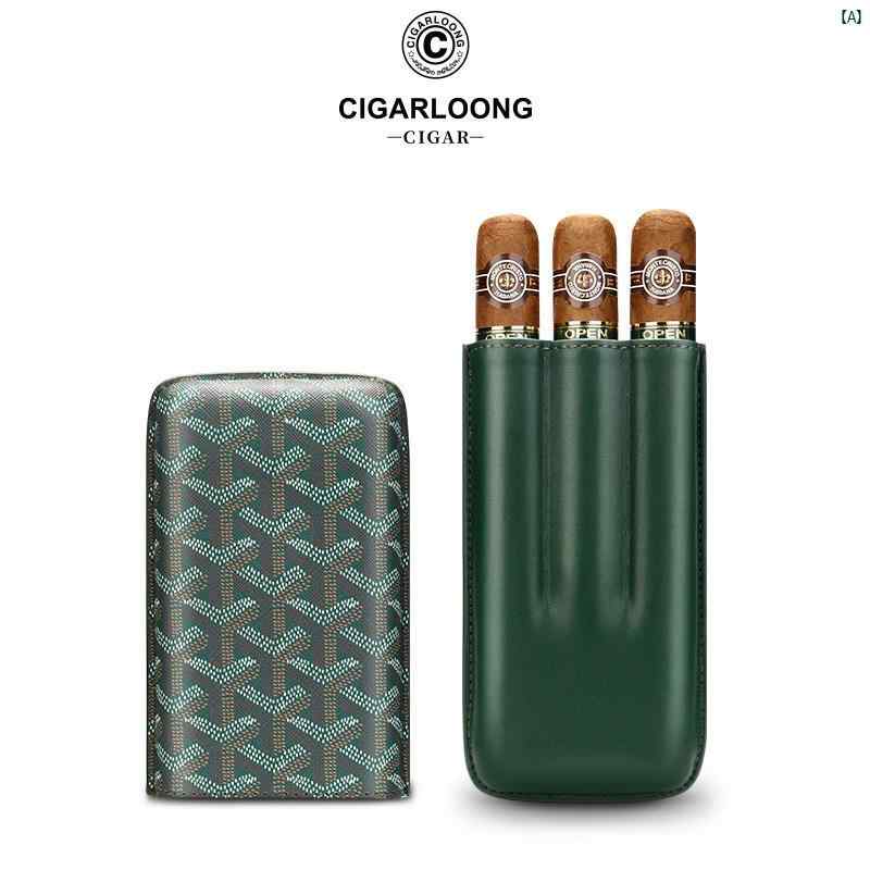 タバコグッズ　タバコ用品　かっこいい　大人 CIGARLOONG シガーセット トラベル パーティー シガー ポータブル ボックス製 ドッグトゥース 柄 バッグ