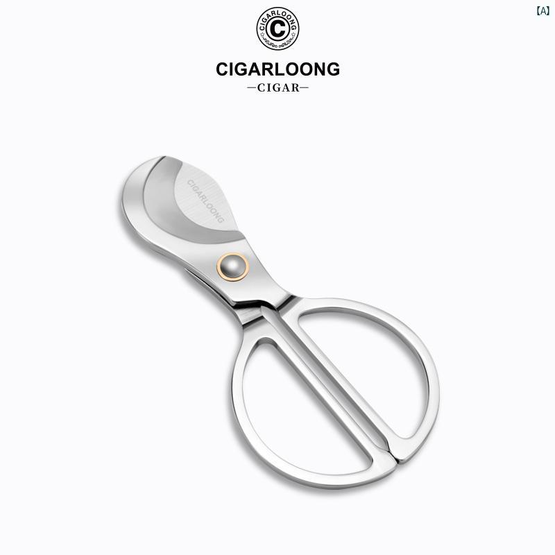 タバコグッズ　タバコ用品　かっこいい　大人 CIGARLOONG シガーカッター シャープ ステンレス スチール クラシック グリップ ポータブル シガー カッター CLE 22 HAA 1