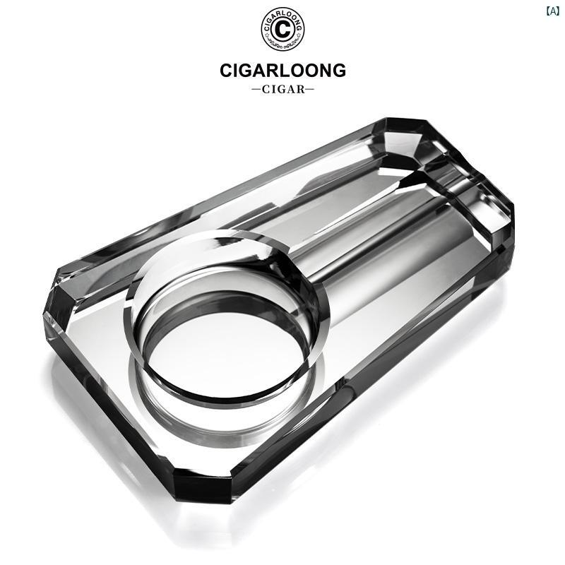 タバコグッズ　タバコ用品　かっこいい　大人 CIGARLOONG シガー 灰皿大 直径 クリスタル ガラス 灰皿 ホーム リビング ルーム 装飾品
