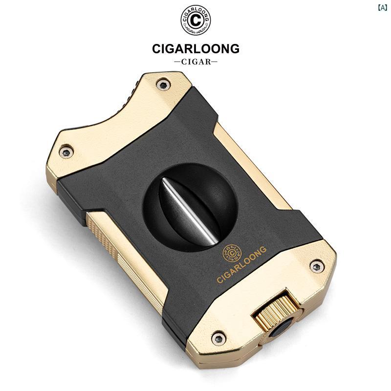 タバコグッズ　タバコ用品　かっこいい　大人 CIGARLOONG シガー ハサミ シャープ V 字型 さみ ステンレス ポータブル タバコ ホルダー ナイフ CLjv 0031