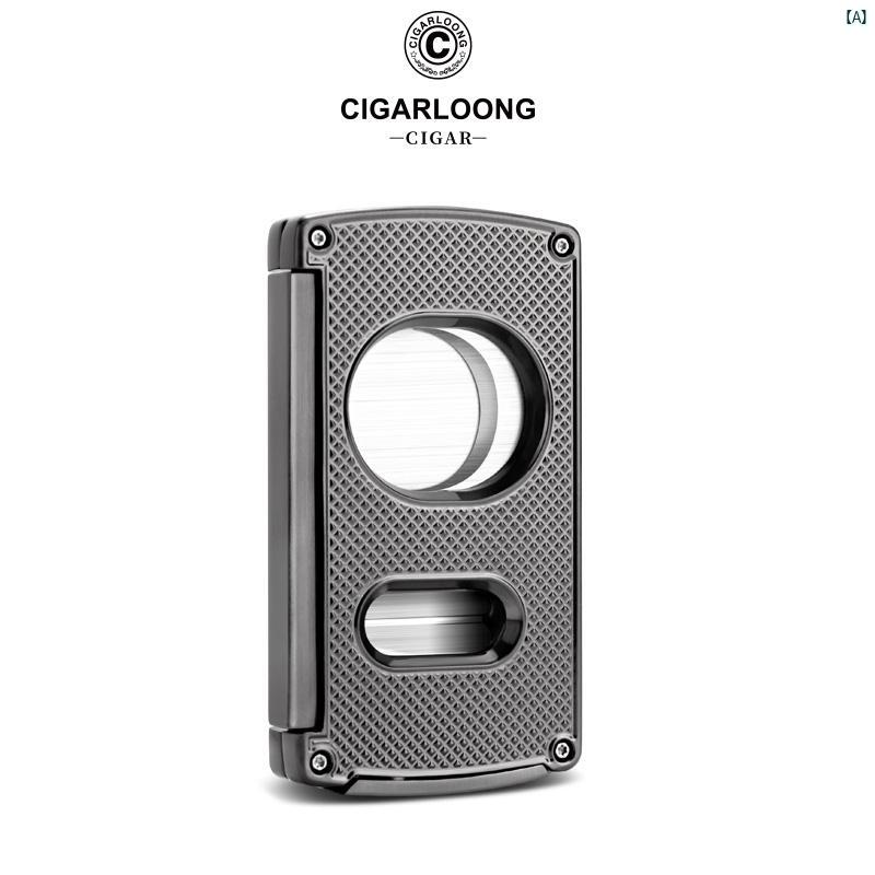 タバコグッズ　タバコ用品　かっこいい　大人 CIGARLOONG シガーカッター ステンレス 多機能 ポータブル シャープ V 字 パンチ CLE 22 CAE 2
