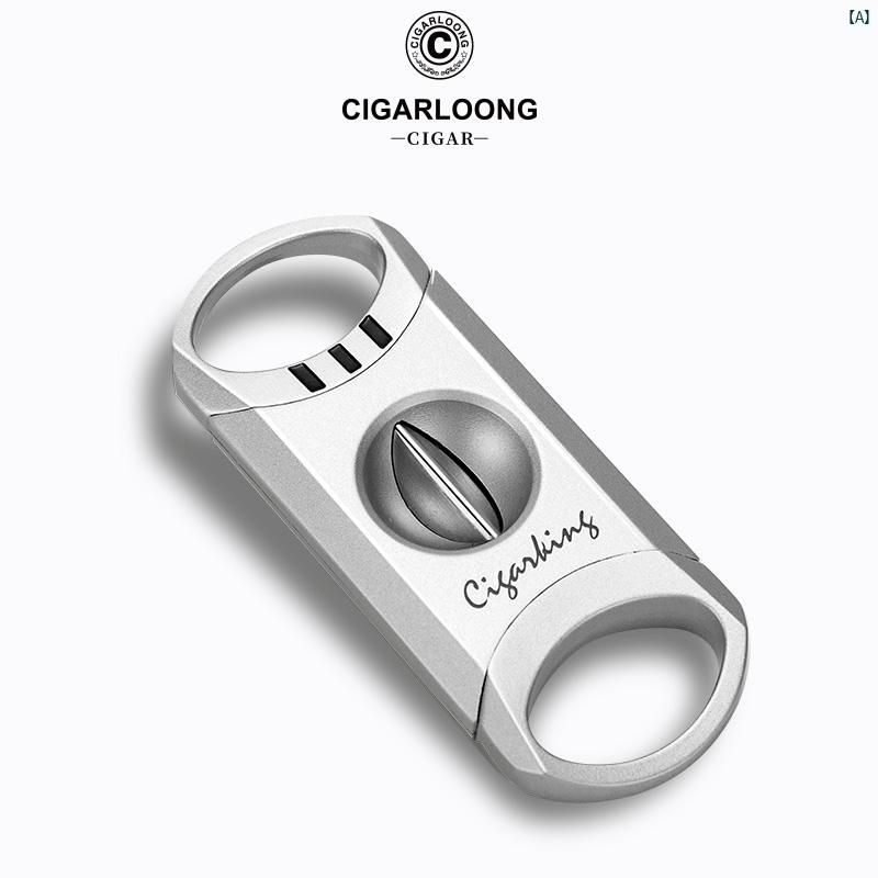 タバコグッズ　タバコ用品　かっこいい　大人 CIGARLOONG シガー さみ ステンレス シャープ ポータブル V カッター シガーカッター CLE 22 EX 1