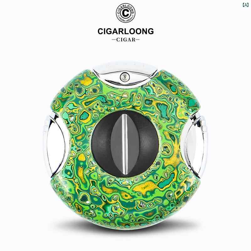 タバコグッズ　タバコ用品　かっこいい　大人 CIGARLOONG シガー ハサミ UFO ラウンド ステンレス 鋭い 両刃 V 字型 CLI 22 GI 1