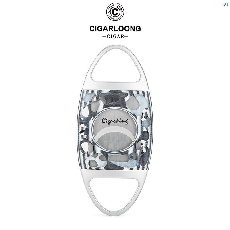 タバコグッズ　タバコ用品　かっこいい　大人 CIGARLOONG ステンレス 両刃 葉巻 ハサミ シャープ ポータブル シガー ブレード CLE 21 FW 2