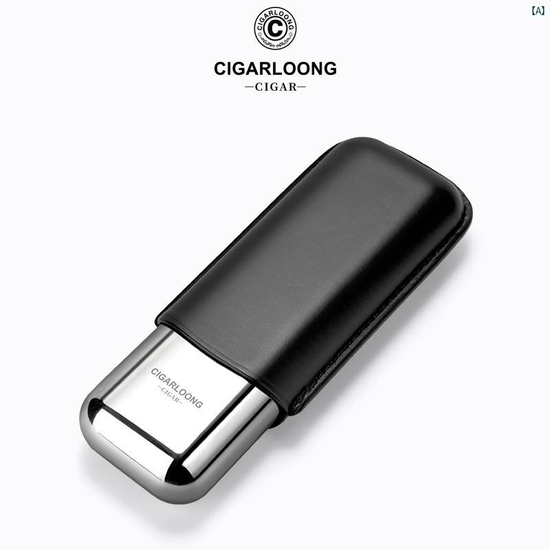 タバコグッズ　タバコ用品　かっこいい　大人 CIGARLOONG シガー 保護 カバー ポータブル バッグ シガーボックス 保湿 キューバ タバコ ボックス 2個